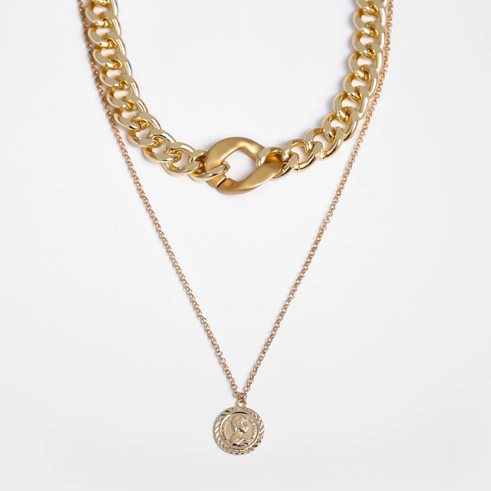 Панковые кубинская цепь тиснением кулон с портретом ожерелье для женщин в стиле