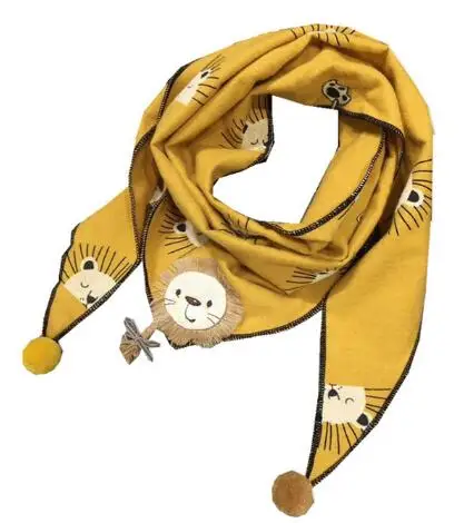 yellow lion Треугольный хлопковый шарф, полотенце для малышей, осенне-зимняя шаль для девочки, детский шейный платок, детский шарф - Цвет: yellow lion