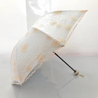 double layer windproof folding lace umbrella rain women gift men parasol steel material black coating portable womens umbrella