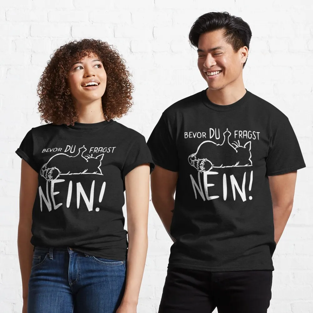 

Tops T Shirt Women Lazy Funny Cat - Before You Ask No - Classic T-Shirt