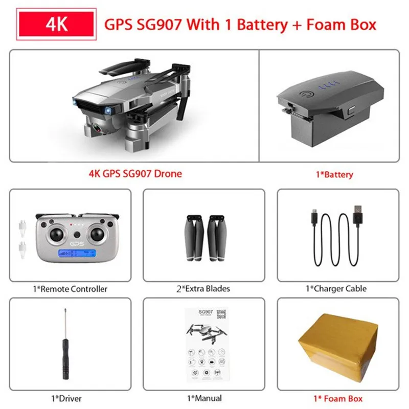 

Drone Wifi FPV 1080P 4K HD Dual Camera RC Drone Foldable Remote Control Quadcopter Dron Children Toys SG907