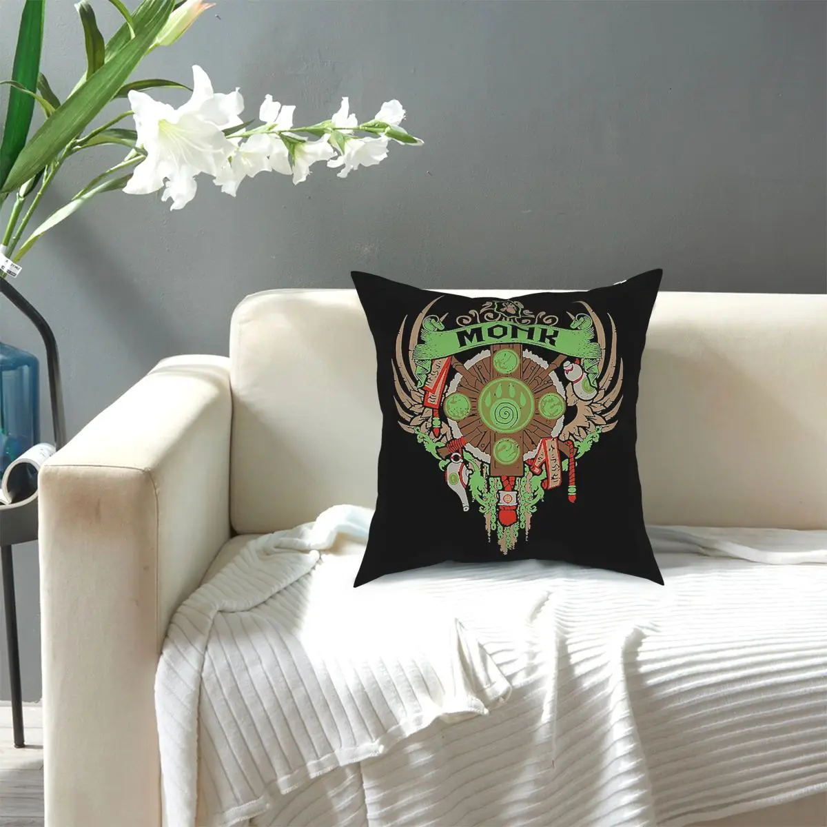 

MONK - ELITE EDITION- World Of Warcraft Wow Throw Pillow Cover Throw Pillow Awesome Cushion Covers