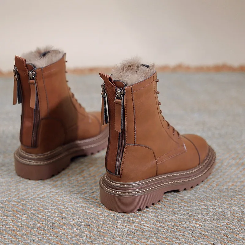 Boots children 2022 winter snow boots women plus velvet warm cotton shoes non-slip locomotive shoes bread shoes frosted leather