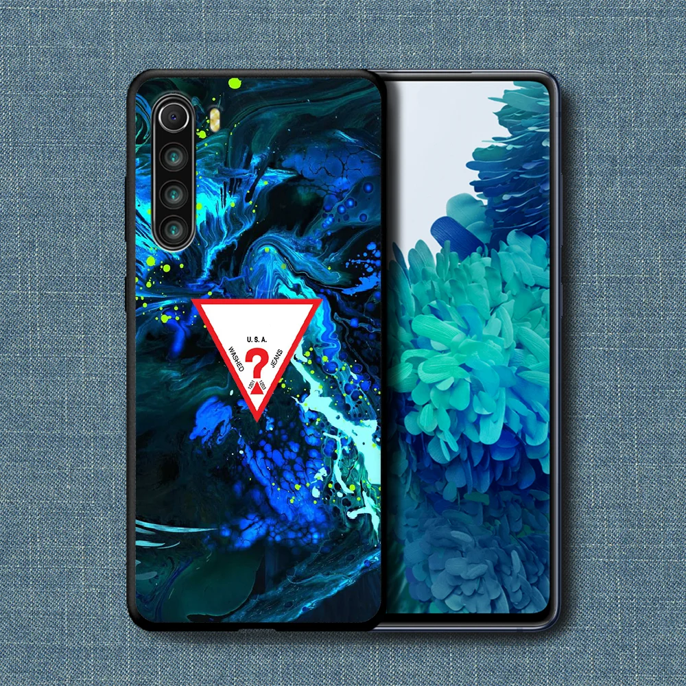 

Guess Trendy Brand Phone Case For Xiaomi Redmi Note 7 8 8T 9 9S 4X 7 7A 9A K30 Pro Ultra black Cover Painting Waterproof Luxury