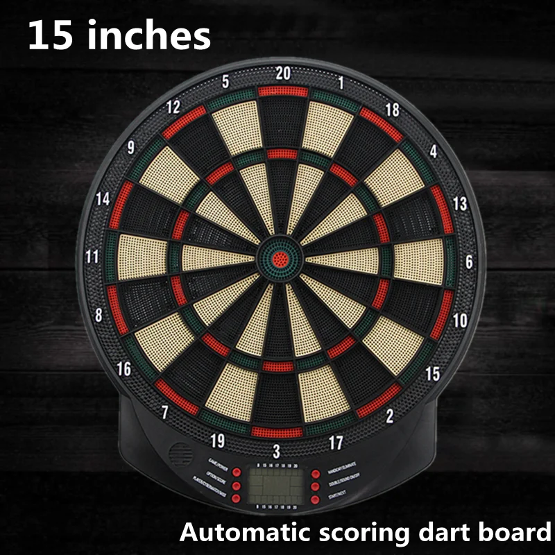 Hot-selling 15-inch electronic dart board set 6pc soft dart game with voice dart set LCD display automatic scoring dart board