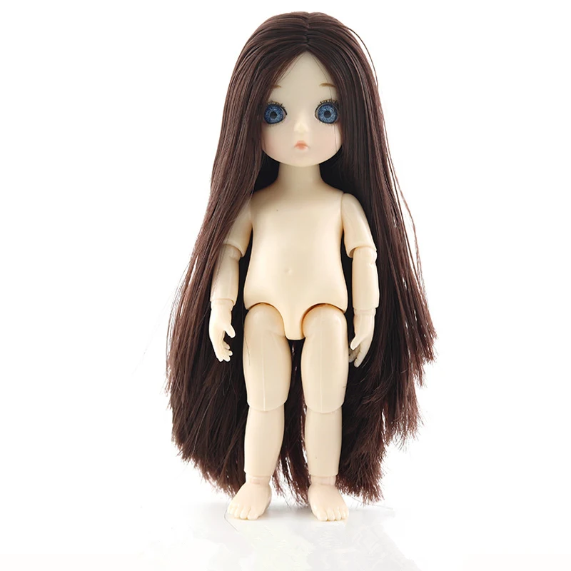 Brown Blue eye 13 подвижных шарнирных 15 см 1/8 куклы игрушки BJD Детская кукла Обнаженная Женская мода тела Куклы Игрушки для девочек подарок нормальная кожа - Цвет: Brown Blue eye