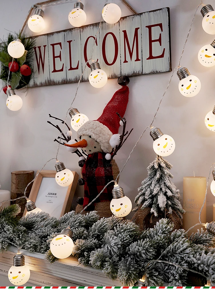 Гирлянда с USB-разъемом и лампочками в виде снеговика 6 м | Лампы освещение