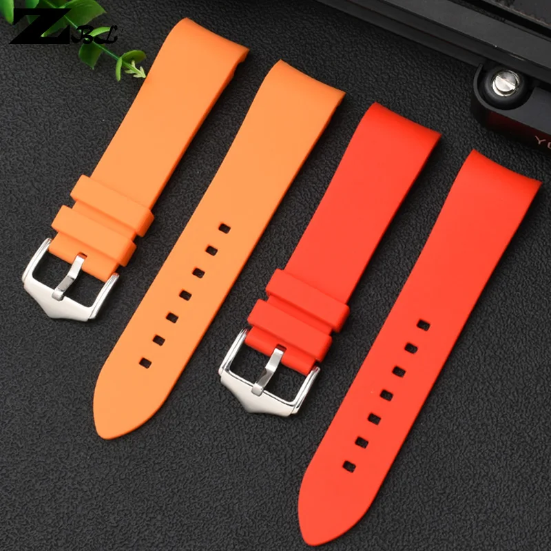 curved end silicone Rubber watch strap for s-eiko o-mega Ti-ssot Ci-tizen Watchbands 18mm 20mm 22mm waterproof soft Watch band | Наручные
