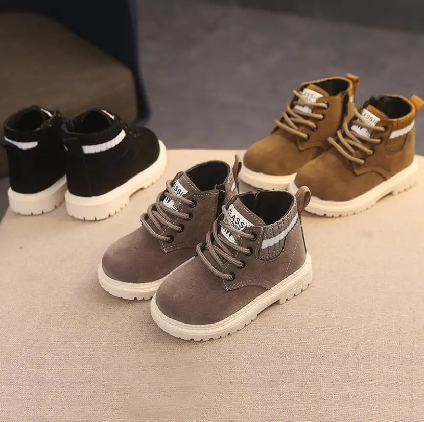 Zapatos informales para ni&ntilde;os, botas Martin de cuero suave antideslizantes a la moda, calzado deportivo para correr, 21-30, Oto&ntilde;o e Invierno-2