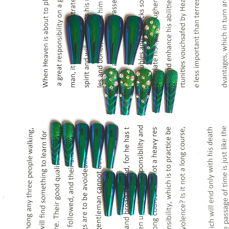 

Супердлинная броня для ногтей, темно-зеленая балетная броня, бриллиантовый светильник для дизайна ногтей, легко заменить TU45889