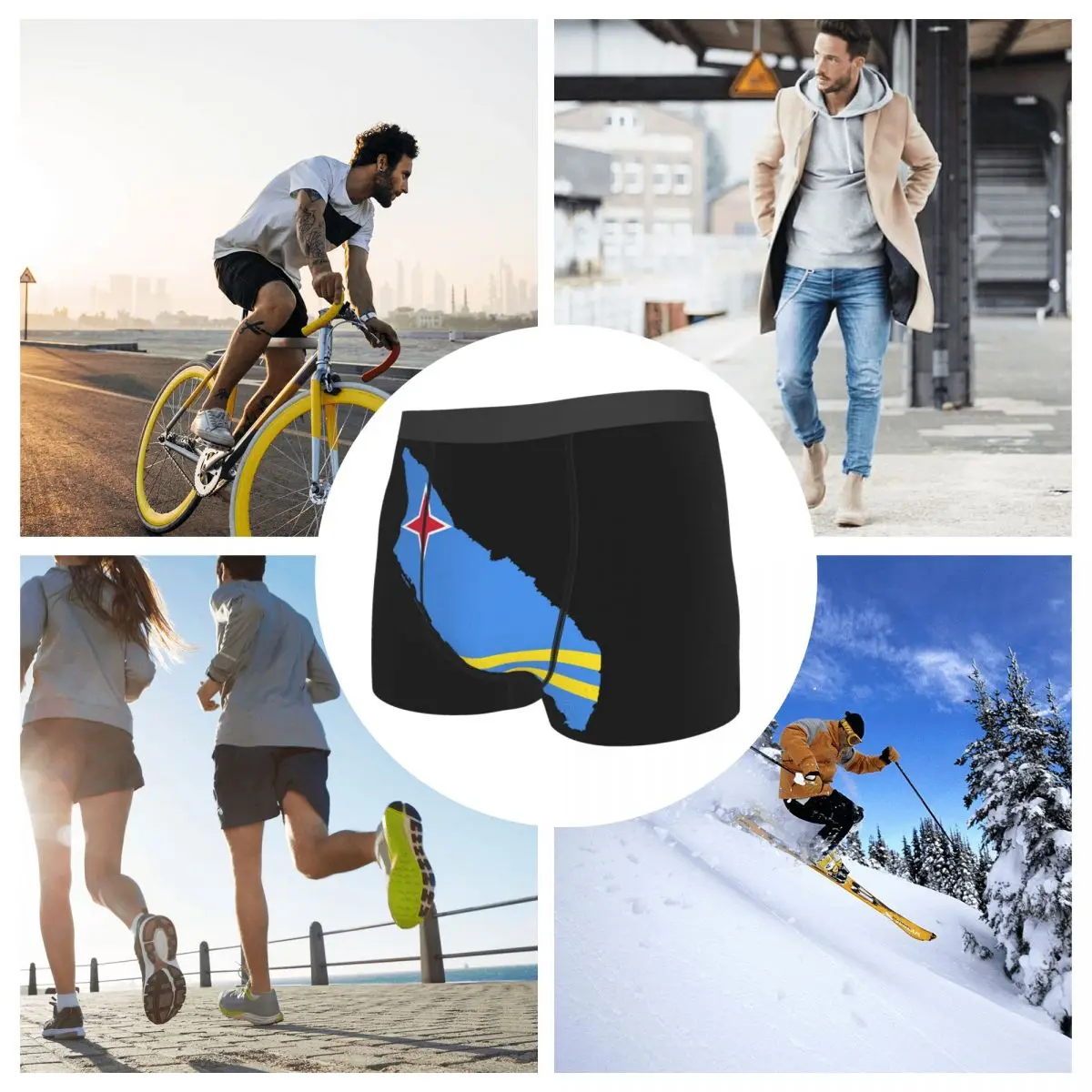 Flag Map Of Aruba Men's Boxer Briefs R301 Joke elastic pants for men