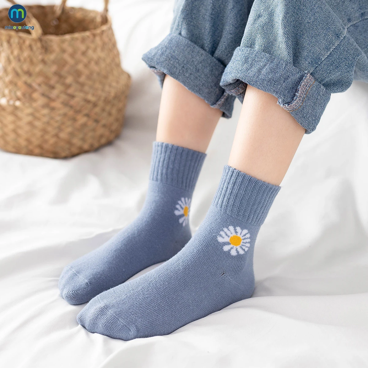 5 Pairs/Lot Children's Socks Cute Daisy Flowers Kids Cotton Socks Baby Girl Socks For 1-12 Years Autumn And Winter Miaoyoutong