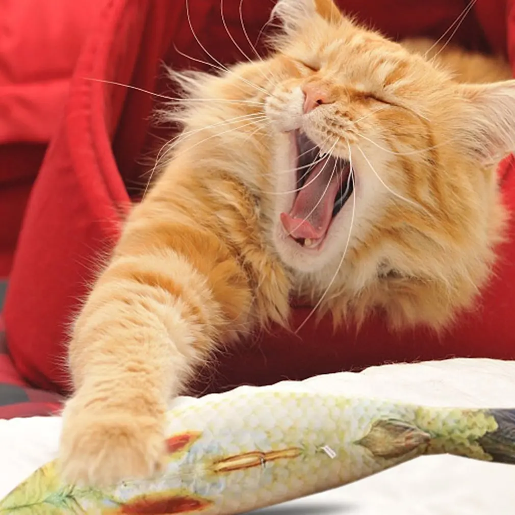 20cm Catnip Catmint Cat Favor Simulation Fish Toys Shape Scratching Post Short Plush For Pet Product Supplies Drop Ship | Дом и сад