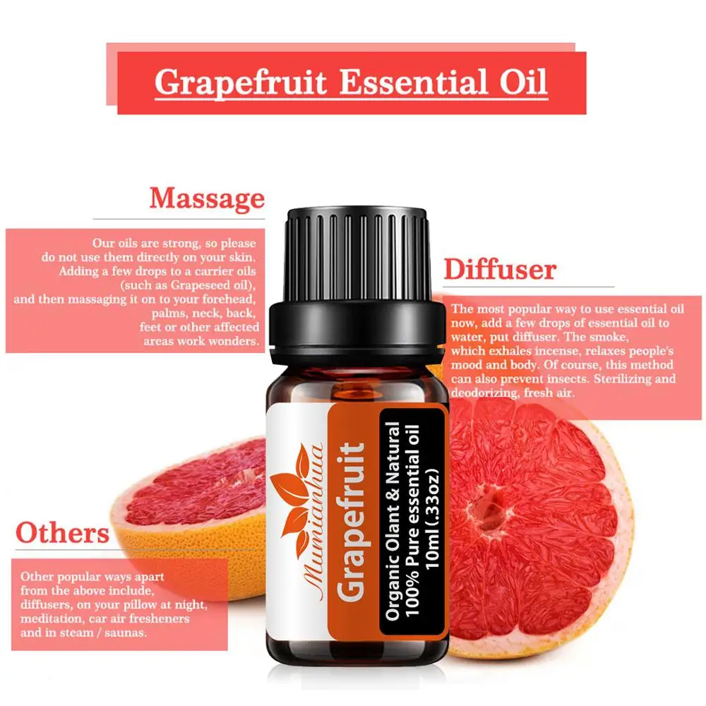 

Grapefruit Essential Oil Pure Natural 10ML Pure Essential Oils Aromatherapy Diffusers Oil Relieve Stress Home Air Care
