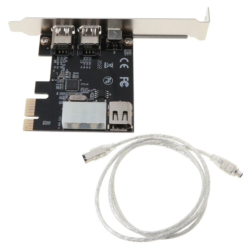 

MOLA PCI-e 1X IEEE 1394A 4 Port(3+1) Firewire Card Adapter 6-4 Pin Cable For Desktop PC