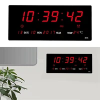 extra big screen led office wall clock 12h 24h calendar time days week year temperature meter projection clocks usb