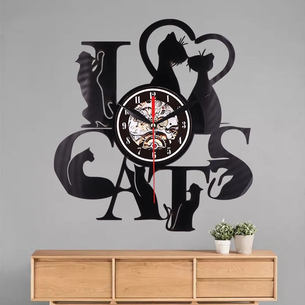 Ccreature винтажные 3D Ретро Настенные Часы светодиодный свет современные виниловые