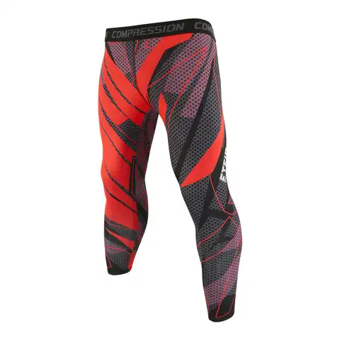 Мужские дышащие леггинсы с красной волной для бега, спортивные тренировочные колготки для бега, Мужские штаны для фитнеса, мужские спортивн...