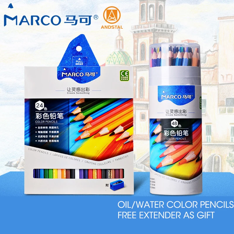 

Марко 72/48/36/24/12 цветов масляный цветной карандаш набор акварельных карандашей для рисования художника радужные цветные товары для рукодели...