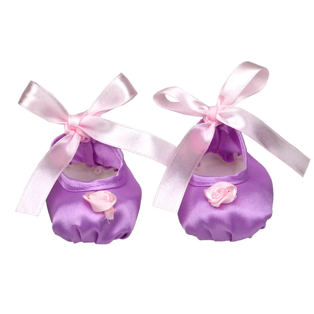 Фиолетовый балетный Атлас тапочки танцевальная обувь для 18 &quotкуклы