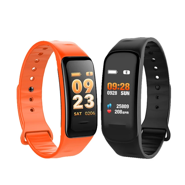 black add orange Цветной экран C1S умный Браслет Водонепроницаемый Монитор Сердечного Ритма здоровье фитнес-трекер Bluetooth Смарт-часы для спорта PK MI Band4 - Цвет: black add orange