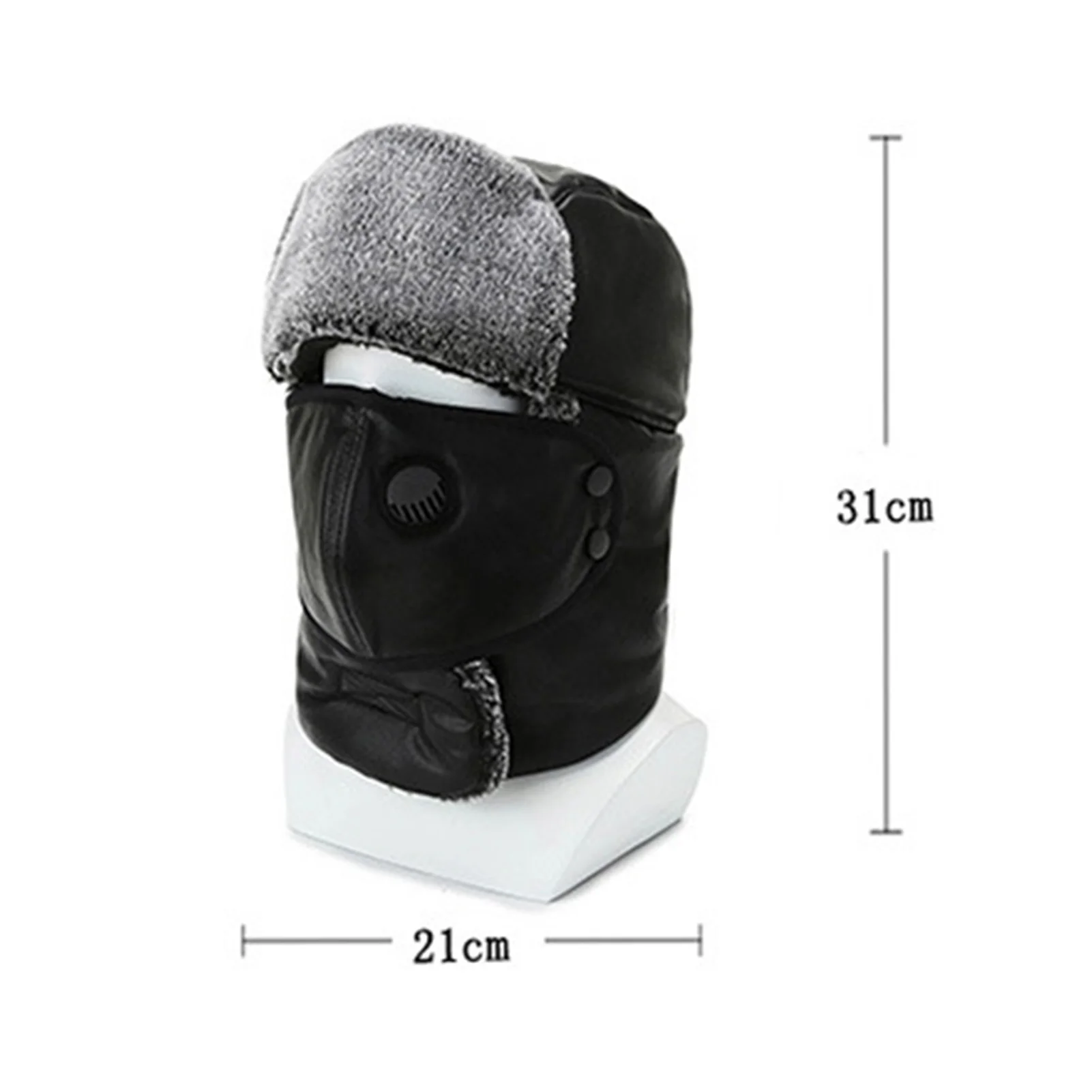 

Men Women Thickened Soft Bomber Hats Winter Windproof Keep Warm Hat Faux Leather Cute Little Ear Cap Dustproof Face Cover Hat
