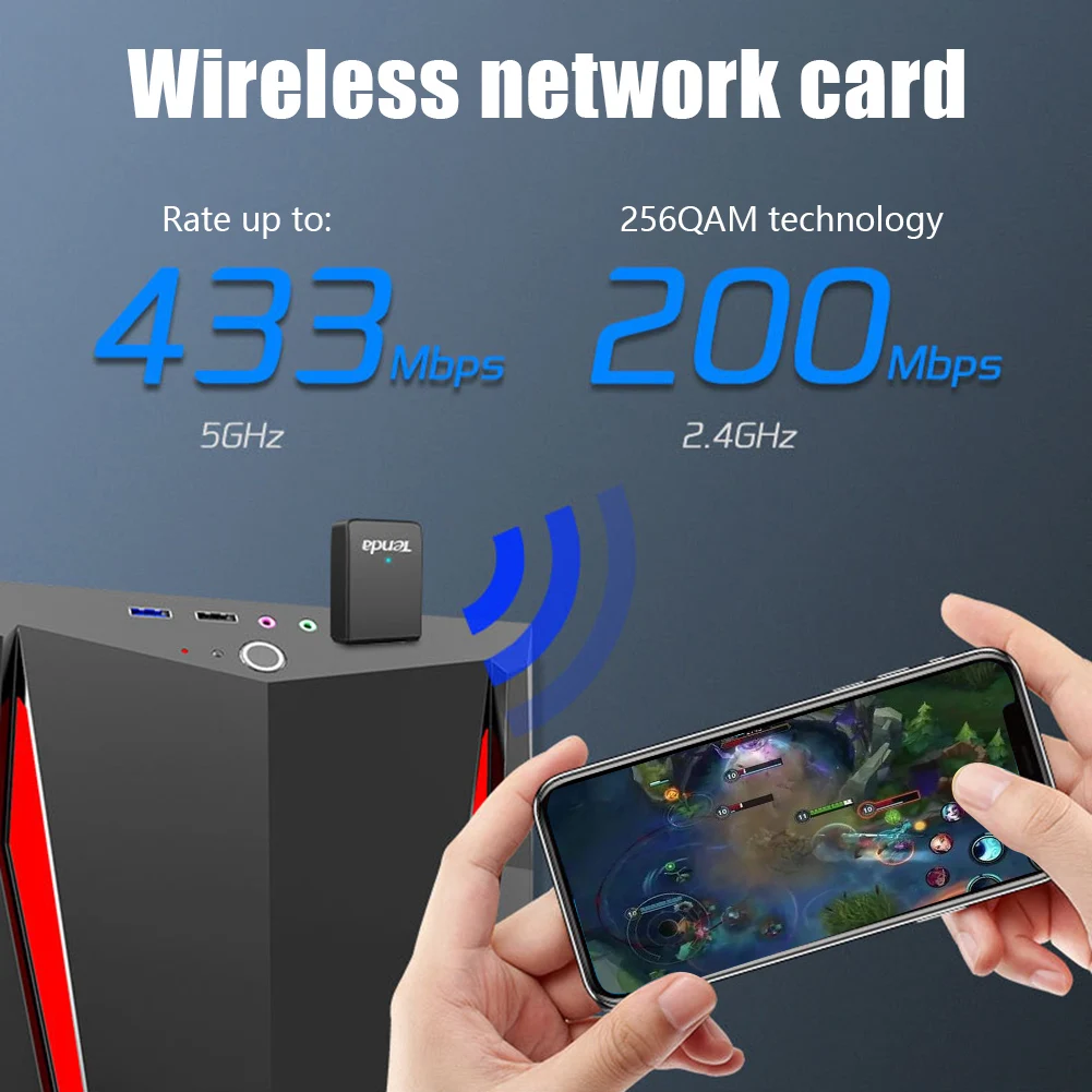 USB адаптер Tenda U9 для ПК 650 Мбит/с 2 4 ГГц/5 ГГц|3G модемы| - Цена: 761,21 руб.