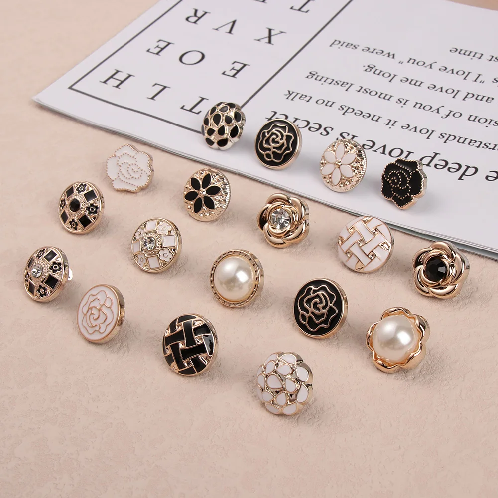 

6pcs/set Detachable Adjustable Metal Button Clothing Crafts Decorative No Sewing Buttons Garment DIY Pearl Nail Accessories