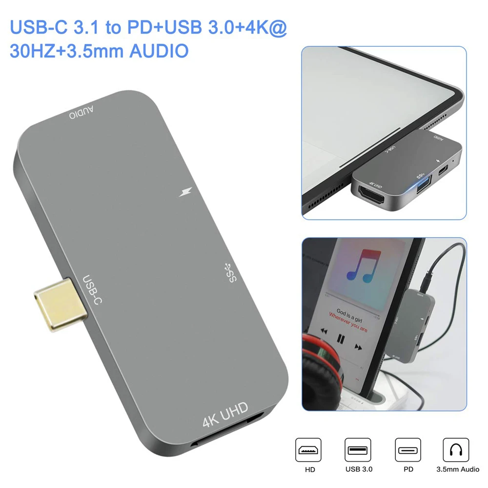 Концентратор USB Type C для IPad Pro адаптер с HDMI 4K аудио 3 5 мм 0 2018 iPad Samsung Galaxy S9 Plus 8/8 Note