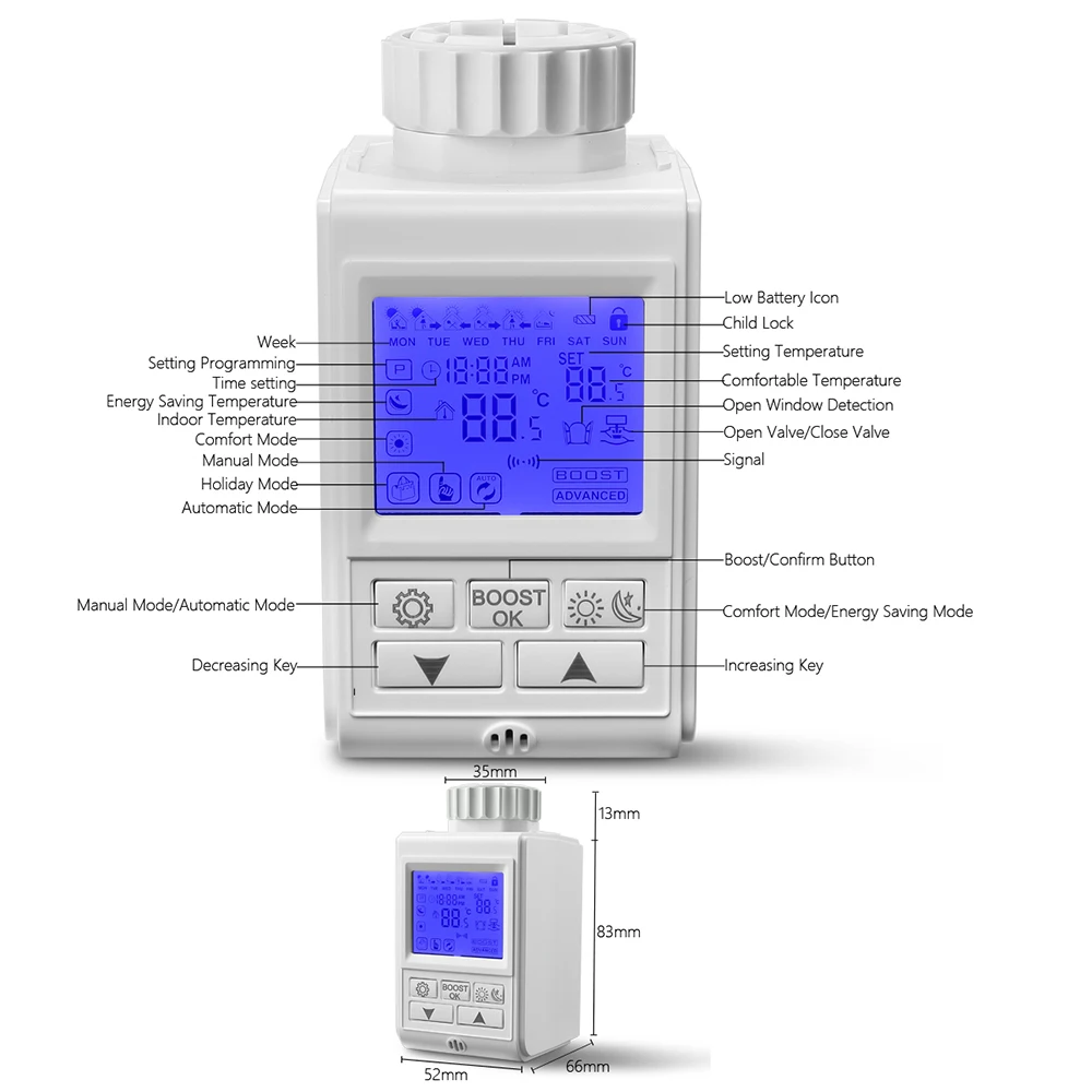 

Tuya Zigbee Thermostat Smart TRV Thermostatic Radiator Valve Controller Heater Temperature Works with Alexa Google Home
