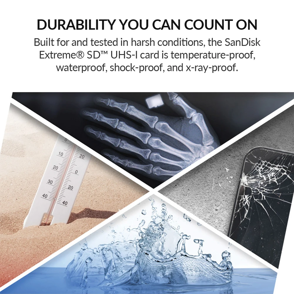 Карта памяти SanDisk Extreme SDHC/SDXC SD карта 4K UHD 32 Гб 64 128 ГБ C10 U3 V30 150 МБ/с. (32 Гб: 90 МБ/с.) UHS I