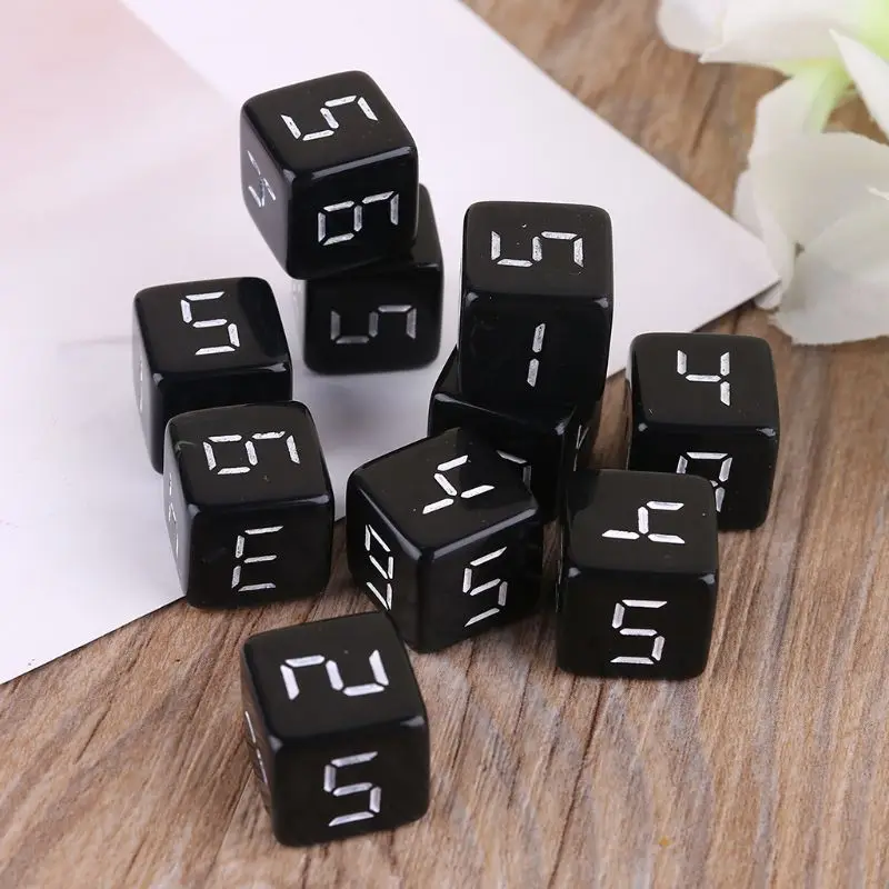 

10pcs D6 Six Sided Dices Number Square Dice for Party Night Club Board Game Role Playing Toys 15mm