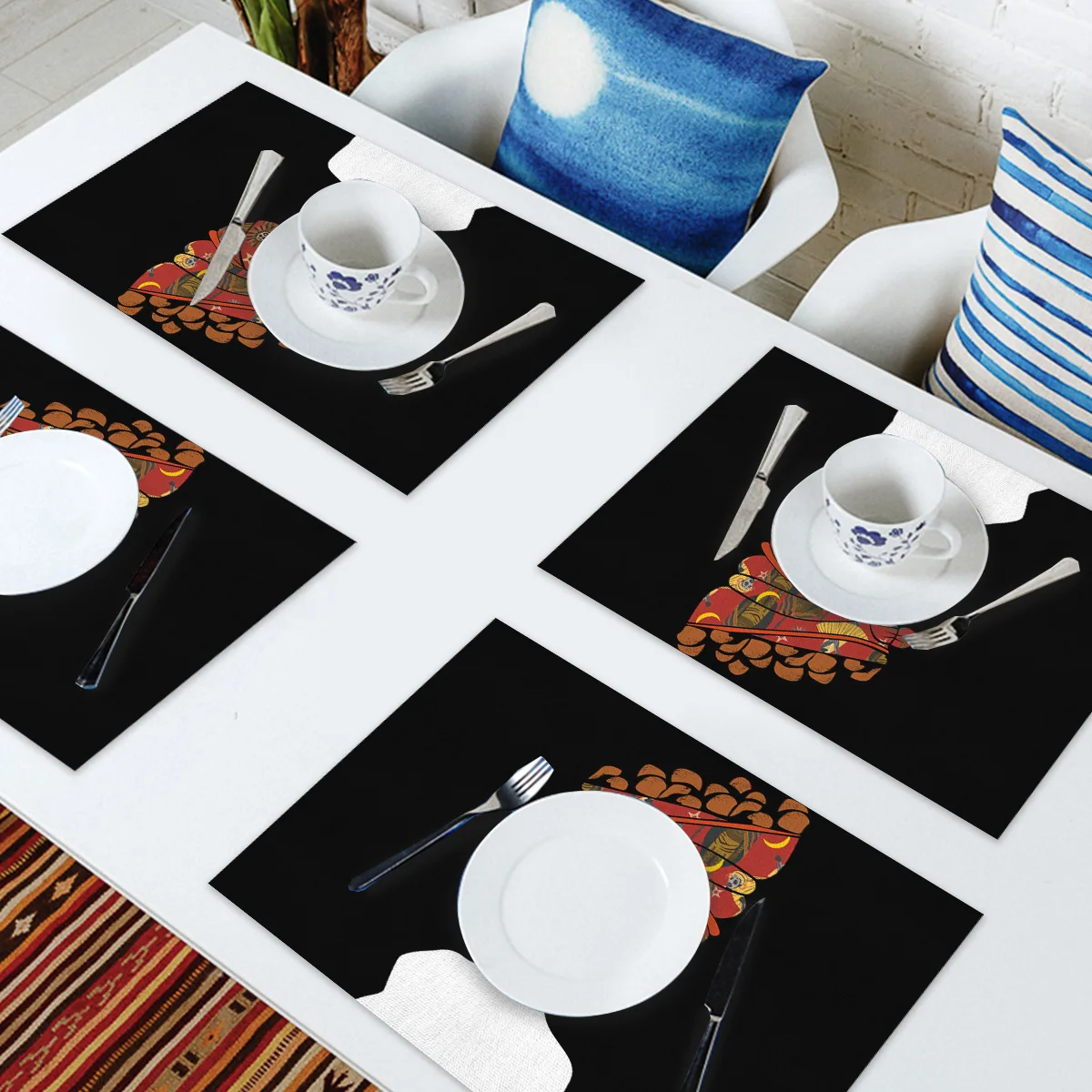 Африканская женщина Черная кухонная подставка с принтом коврик для обеденного