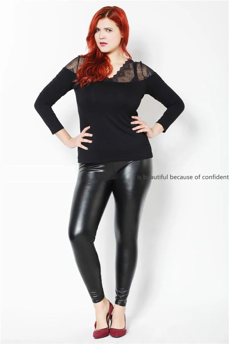 Deporte PU леггинсы брюки для женщин плюс размер обтягивающие длинные узкие черные из