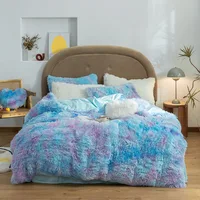 Fleece Fabric Winter Thick Pure Color Bedding Set Mink Velvet Duvet Cover King Bed Sheet Bed Linen Pillowcases Pink White Color