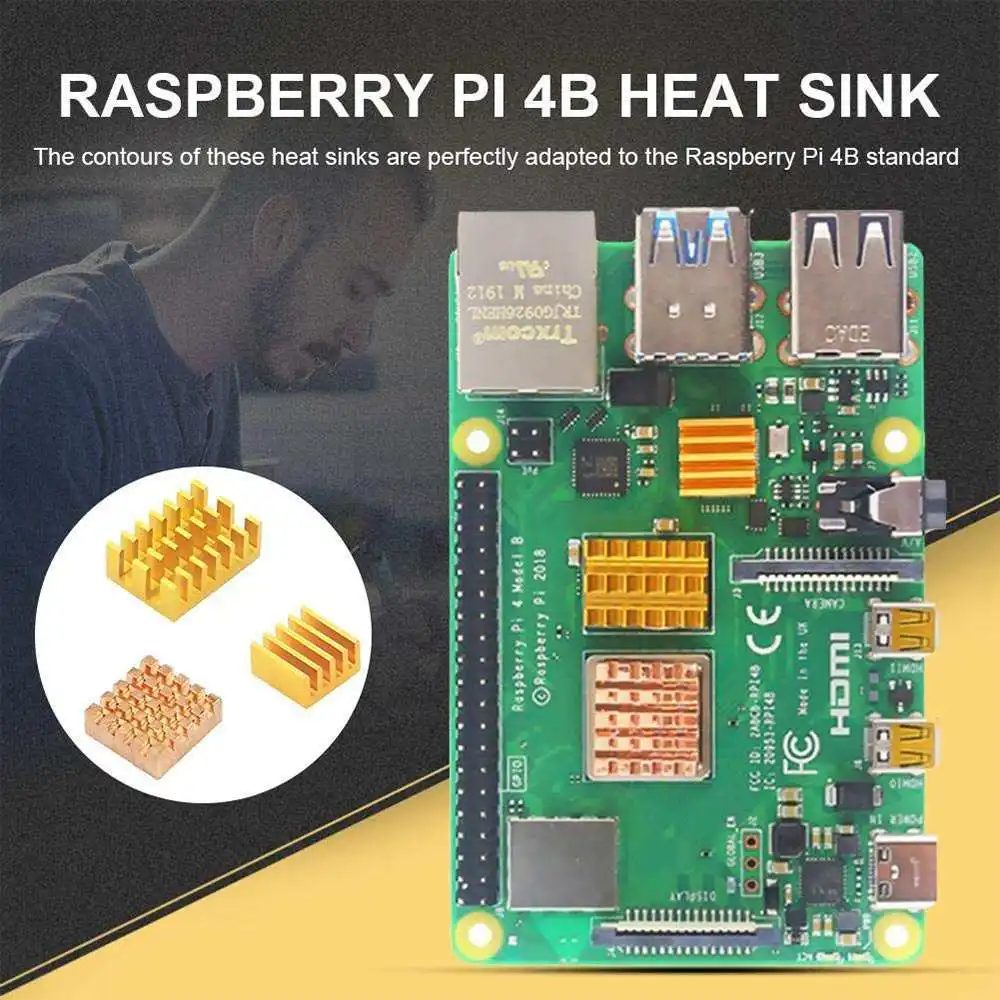 3 шт. 4B алюминиевый радиатор с подложка клей для Raspberry Pi радиатор комплект для охлаждения кулер для Raspberry Pi 4 Модель B