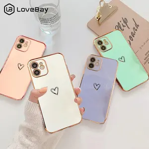 electroplated love heart phone case for iphone 13 12pro 11 pro max xr xs x 7 8 plus se 2020 shockproof protective soft tpu cover free global shipping