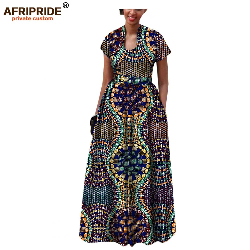 AFRIPRIDE/платье в африканском стиле для женщин; коллекция года; сезон осень; Короткие рукава с поясом; Длина до пола; вечерние платья в богемном стиле; A7225117 - Цвет: 480