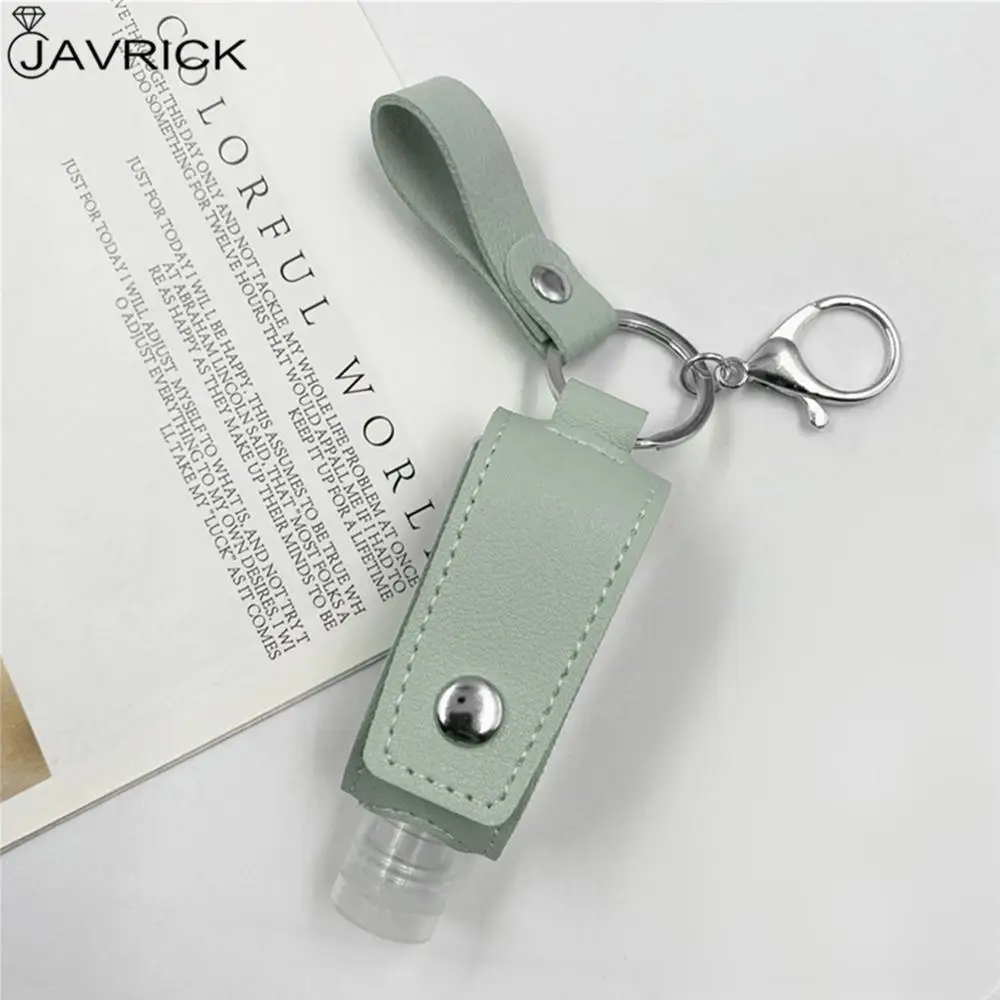 

Travel Portable 30ml Empty Refillable Bottle with Faux Leather Holder Keychain Clips Leakproof Hand Sanitizer Container