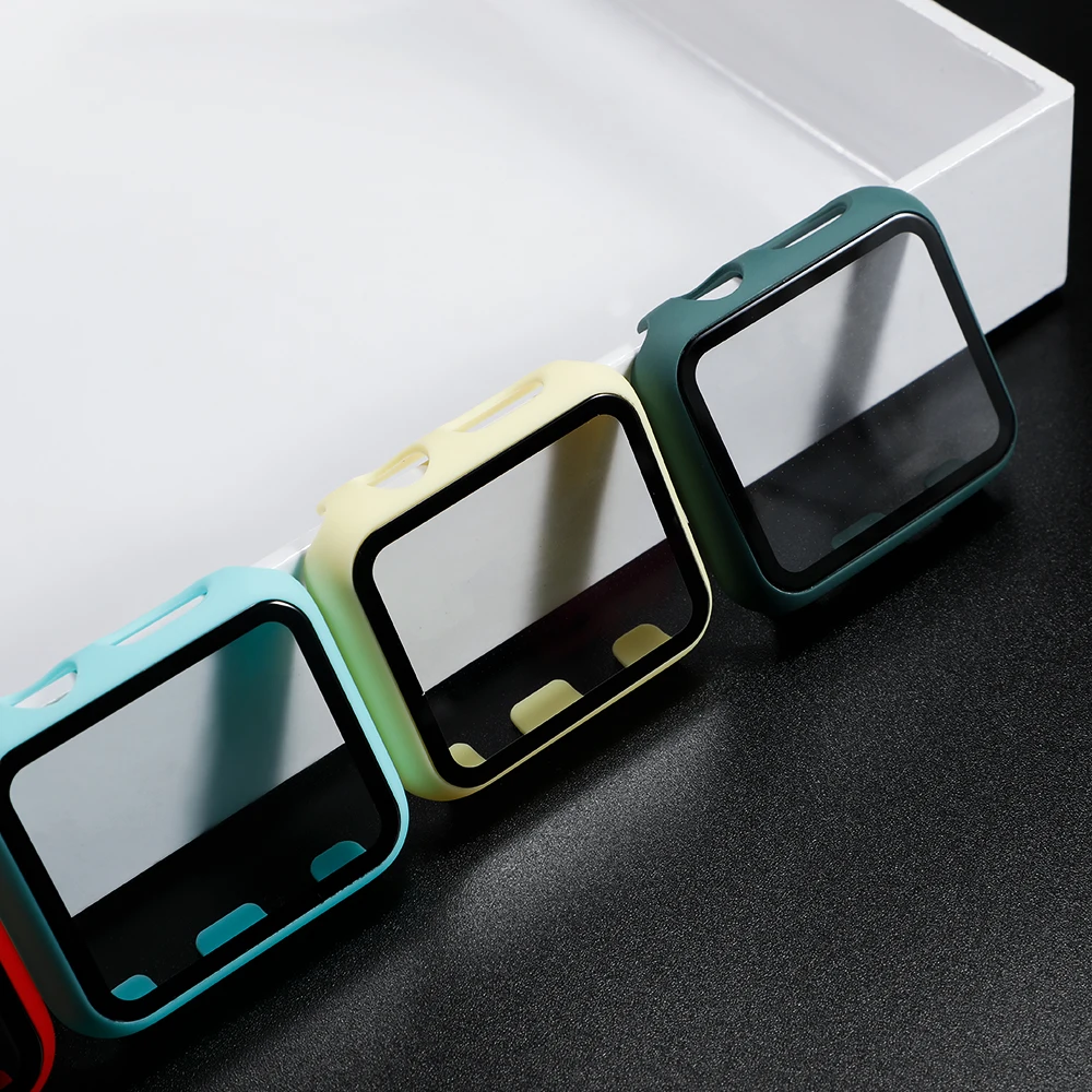

Tempered Glass+case For Apple Watch 6 se 5 4 44mm 40mm iWatch 3 38mm Screen Protector+cover bumper for apple watch Accessories