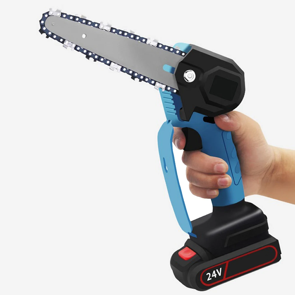 

Cordless Mini Electric Saw 6 Inch Thermostat 550W with 2 Lithium Battery Home Portable Fruit Tree Wood Cutting Tool Chain Saw