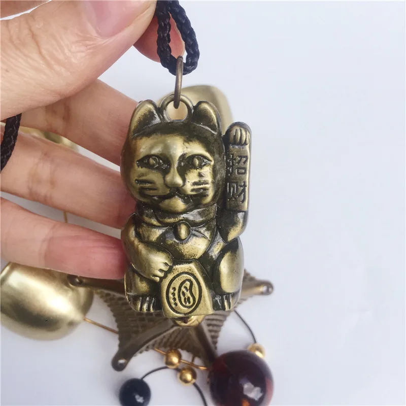 

Metal Copper Wind Chime Pendant Door Decoration Alloy Bell Feng Shui Pendant Town House Lucky Cat Cat Money Shop Doorbell