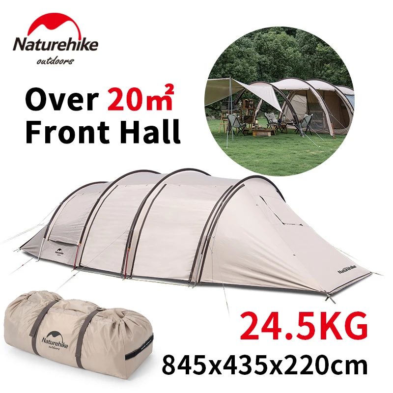 

Туристическая палатка Naturehike Cloud Ship туннель на 4-6 человек походная портативная 150D оксфордская 2 комнаты 20м ²лобби с проекционным экраном
