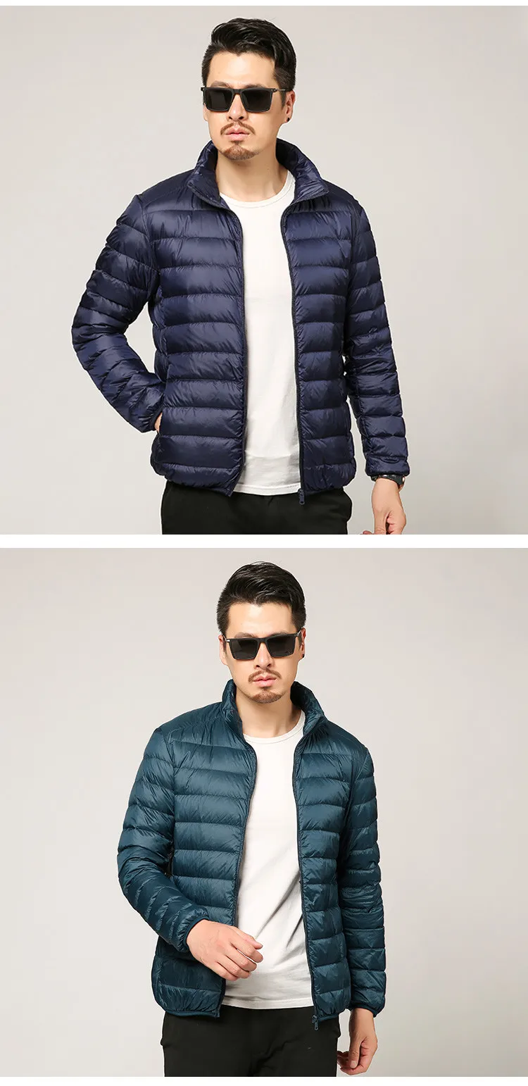 Multi-color Winter Fashion Brand Ultralight Duck Down Jacket Men Hooded Streetwear Light Feather Waterproof Warm Coat 4XL