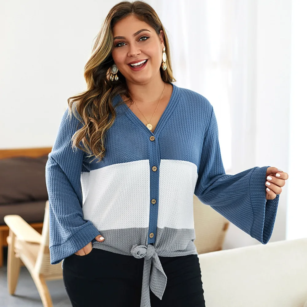 Полосатый контрастный цвет свитер женский на пуговицах v-образный вырез кардиган