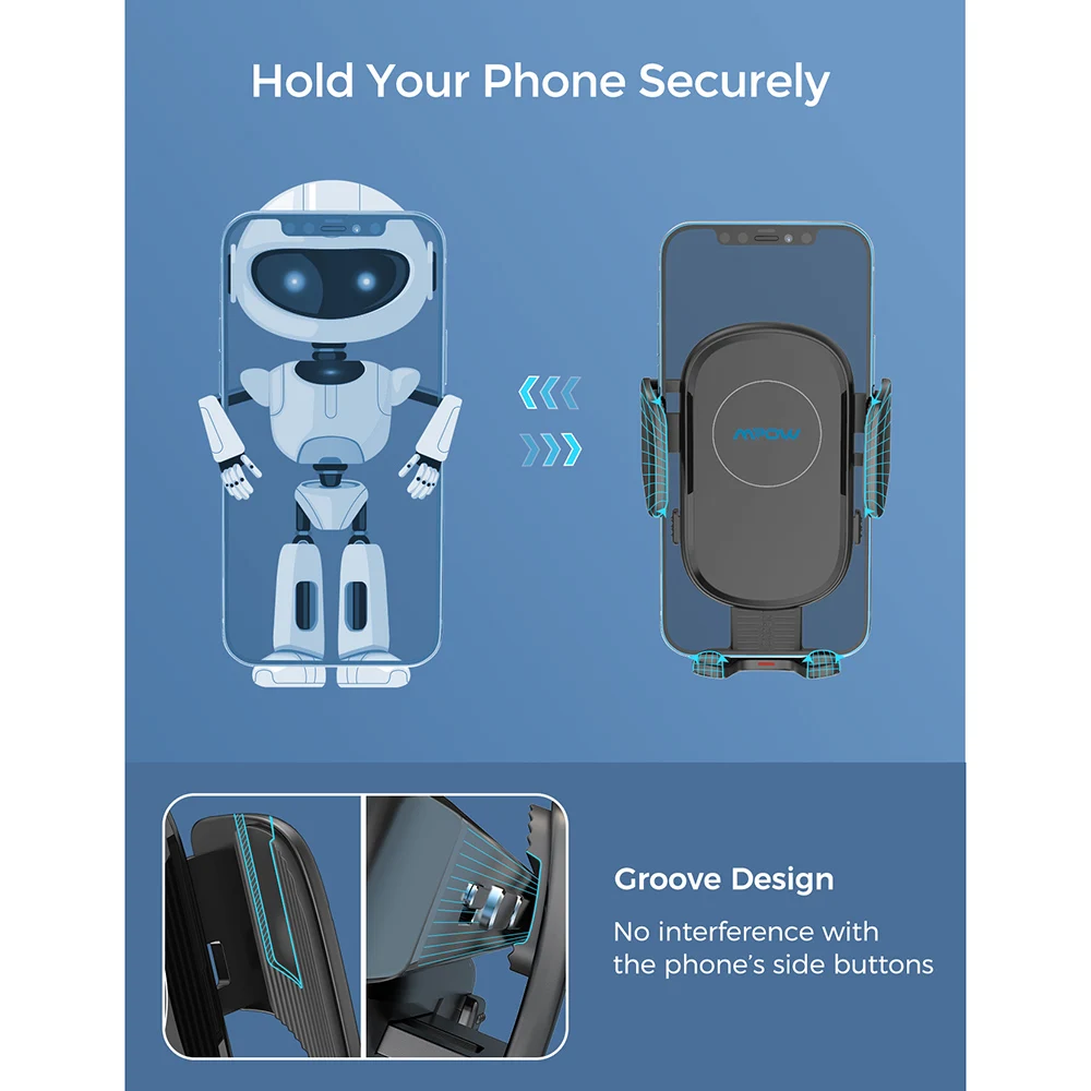 mpow 166ab wireless car charger mount fast charging car mount with power storage air vent car phone holder for iphone huawei free global shipping