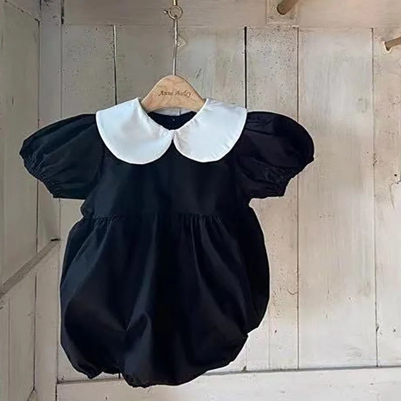 

MILANCEL 2022 Summer Baby Bodysuits Toddler Girls Clothing Peter Pan Collar Infant One Piece