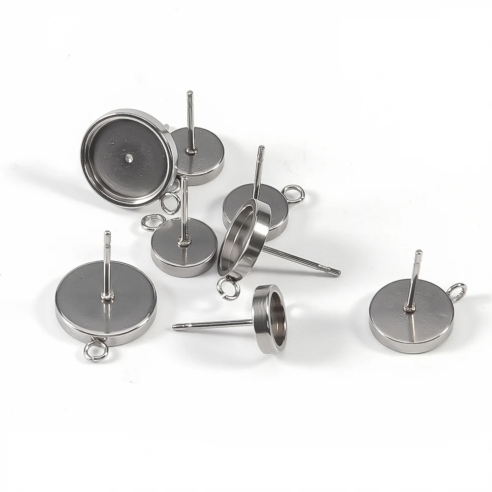 

20Pcs/SET Stainless Steel Earring Settings Cabochon Base Fashion Personality Diy Jewelry Earrings Making Findings Diy Jewelry