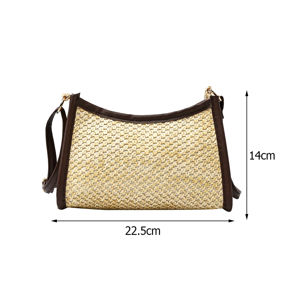 

Bohemian Women Straw Woven Shoulder Crossbody Bags Contrast Color Messenger Bag Beach Vacation Casual Ladies Small Handbag Purse