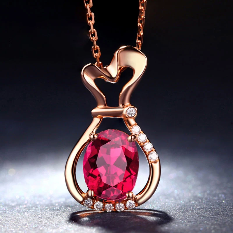 SLFD природный красный турмалин 18K кулон из чистого золота настоящий AU 750 ТВЕРДОЕ